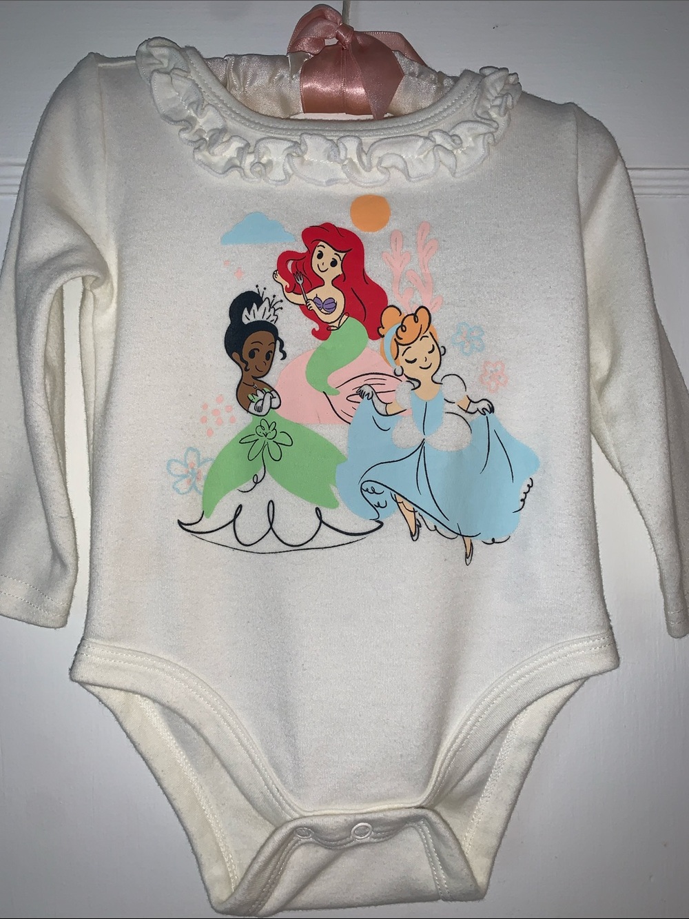 Disney Baby Princess Ruffle Bodysuit 12M Off-White